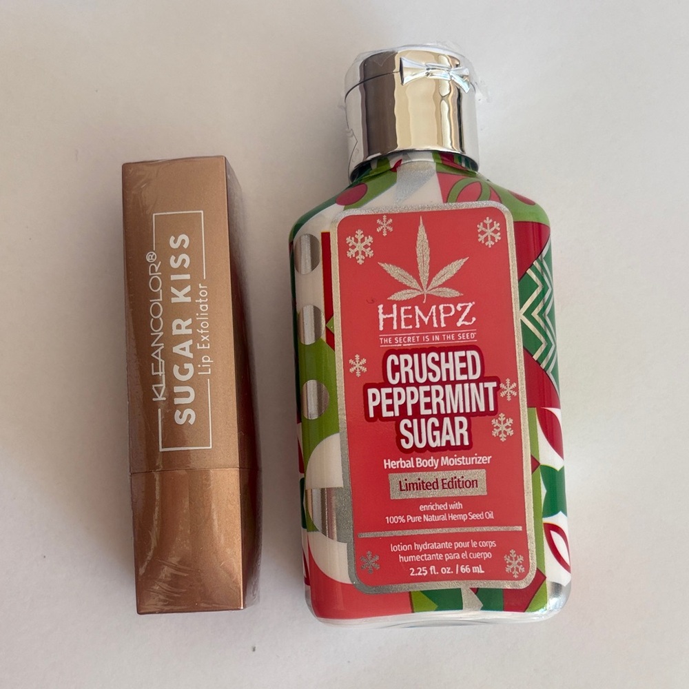Bundle - HEMPZ peppermint hand cream and kleancolors sugar kiss lip exfoliator